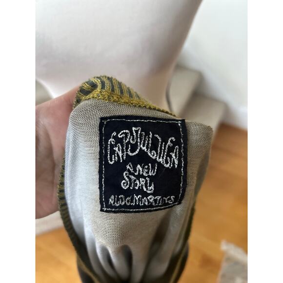 Cap Juluca Olive Green Brown Blue Watercolor Indie Grunge Fairy Punk Sweater - Picture 6 of 7